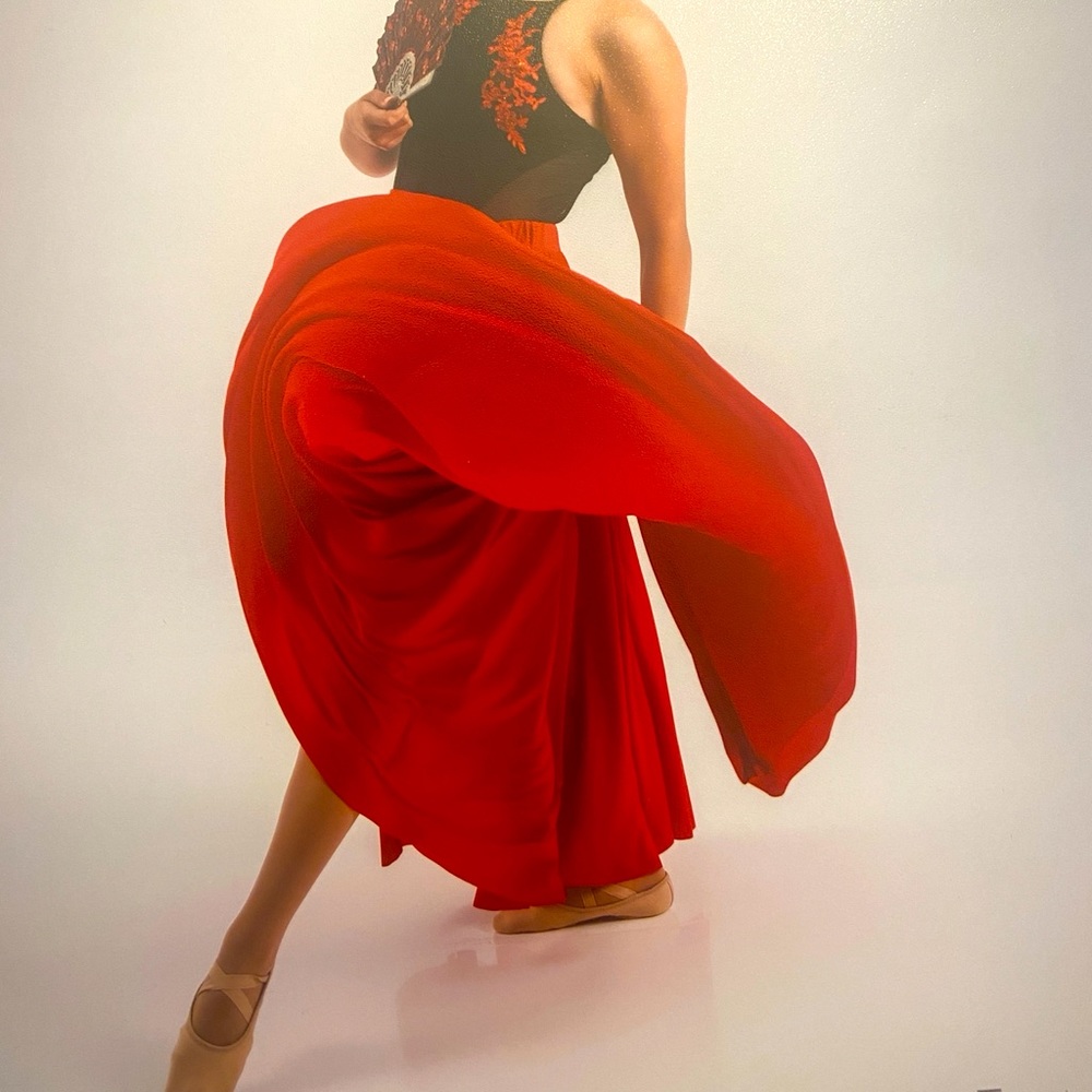 dance solo Spanish themed costume eurotard and bloch red/black Adult Medium